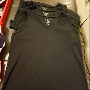 (3) Black V-neck tank tops